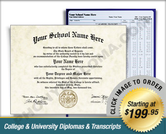 Fake College Diploma with Transcripts